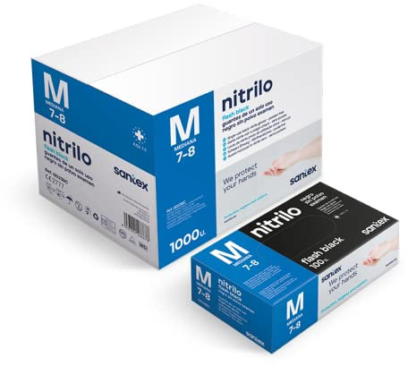 GUANTES NITRILO NEGRO SIN POLVO - TALLA M