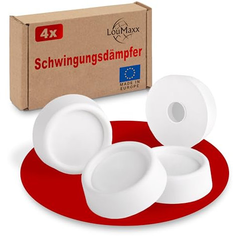 LouMaxx Amortisseurs pour Machine à Laver - Set de 4 Blanc Ø 4,5 cm - pied anti vibration machine a laver - avec fonction antidérapante pour toutes machines à laver & sèche-linge