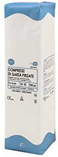 DEALFA Compresse di Garza Piegate - 5x5 cm - 16 Strati - 100% Puro Cotone - per Medicazione, Cura e Pulizia Ferite - Morbide e Traspiranti - Monouso - Confezione da 100 Pezzi