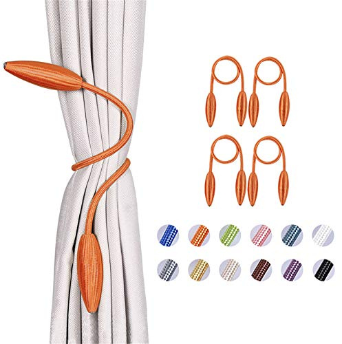 NICEEC 4 Pack DIY Curtain Tiebacks Clips Crystal Decorative Creative Twist Drape Tie Backs European Style Random Modelling Curtain Holdbacks for Home Kitchen Office Window Drapery (Orange)