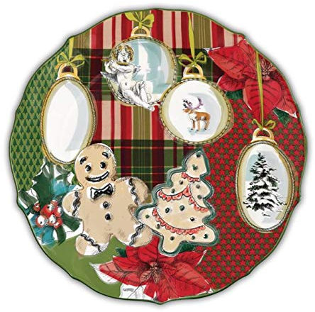 Baci Milano Xmas Tartan Piatto Portata in Porcellana PIAT4.TAR01 Natale