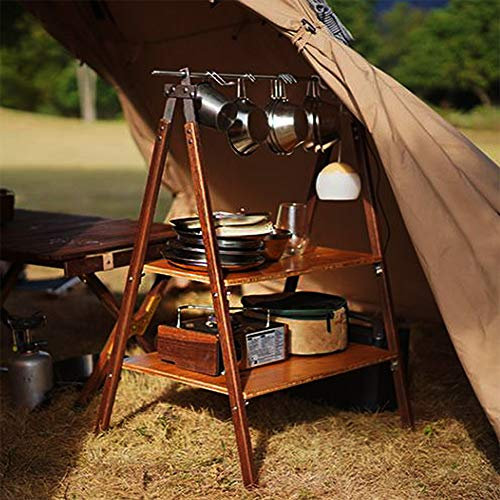 MNSSRN Außenholz-Aufbewahrungsständer im Freien, kampierender tragbarer Aufbewahrungsständer, mehrschichtiges Abstellraum-Geschirr-Rack, Picknicktisch-Blumenregal, Bücherregal,M