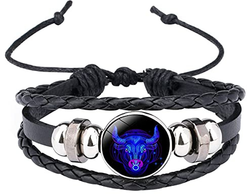 Caimeytie Kinder Armschmuck Leder Wickelarmbänder Verstellbar Horoskop Sternzeichen Glücksarmband