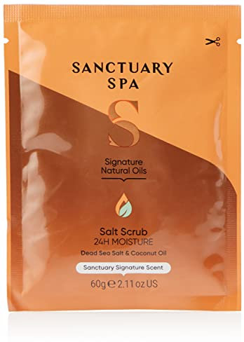 Sanctuary Spa Salt Body Scrub, Natural Sea Salt, Body Exfoliator Vegan and Cruelty Free, 60g Sachet, Orange