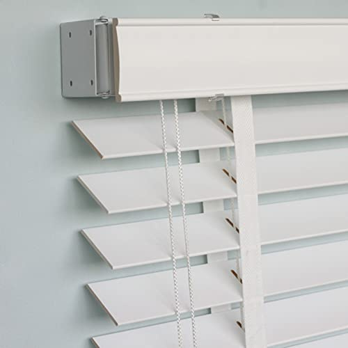 Jolan Venetian Blinds White,Wooden Blinds for Windows,Office Bedroom Kitchen Bathroom Balcony Horizontal Blinds,Breathable/Blackout/Heat Insulation Real Wood Venetian Blinds,W×H-90x100cm/35.5x39in