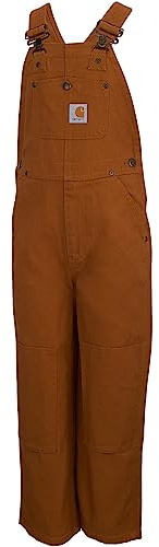 Carhartt Boys Canvas Bib Overalls (Lined and Unlined), Carhartt Brown Canvas, 10