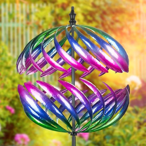 WONDER GARDEN Grand moulin à vent en métal de 2,5 m pour décoration de jardin, cour, pelouse