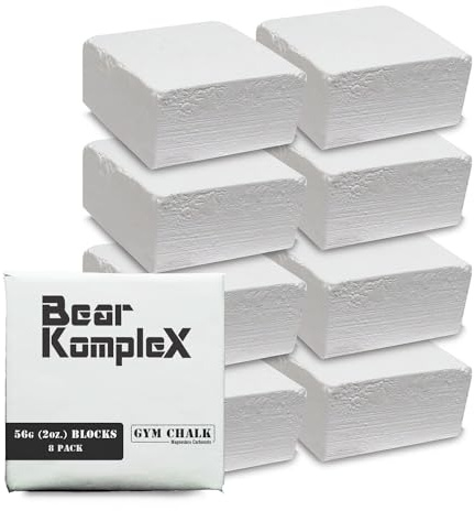 Bear KompleX - Gym Chalk Blocks - Pure Magnesium Carbonate Chalk for Weightlifting, Rock Climbing, Gymnastics, and Workout - Non Slip Grip for Hands, No Blisters and Tears - (8 pcs, 56g)