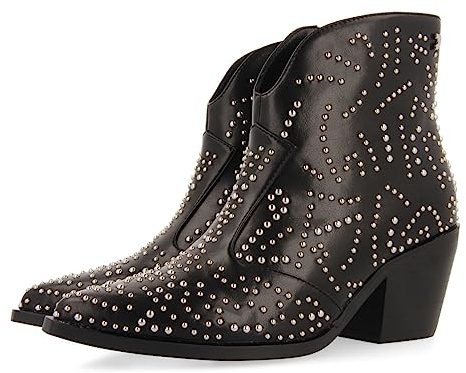 GIOSEPPO Botín Estilo Cowboy Negro con Detalle de Tachuelas para Mujer struer