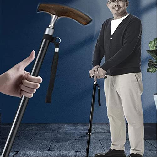 DIBAKO Aluminiumlegierung Gehhilfe Klettern Krücken, Gehstock Ausziehbarer Senioren Walking Stöcke, Verstellbarer Spazierstock, Leichte (Size : Wenge)