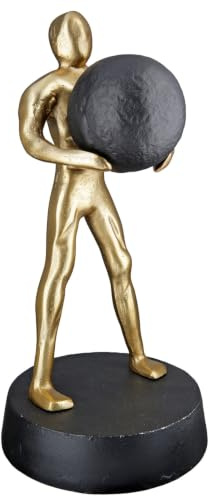Casablanca Skulptur Strong, Deko Figur Gold, Aluminium Statue Wohnzimmer, Büro Dekoration H. 32 cm x B. 15,5 cm - Moderne Skulpturen