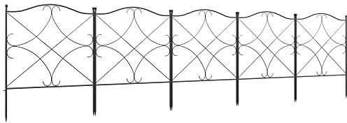 Outsunny Lot de 5 clôtures de jardin décoratives en métal avec ornements - 305 x 62 cm noir