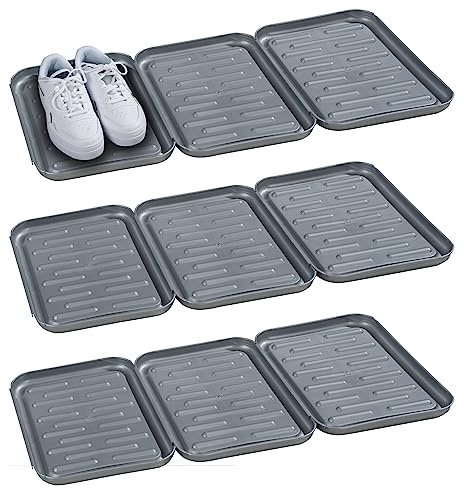 Home4You Schuhabtropfschale 9er Set - je 27 x 35 cm - Kunststoff - Grau - Schuhwanne mit erhöhtem Rand - Schuhablage Schuhtablett Abtropfschale