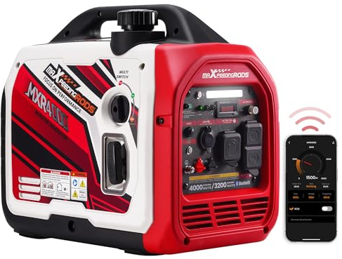 maXpeedingrods 4000 Watt Inverter Generator Portable, Bluetooth® App Remote Data Monitor, RV Ready, Gas Powered Generator with CO Alarm for Outdoor Camping, Home Backup