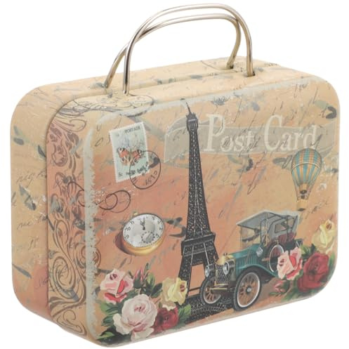 EXCEART Retro Mini Koffer Eyelash Box Metall Kleine Tragbare Kosmetikbox FüR Wimpern Aufbewahrung Reise Schminkbox