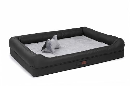 RAIKOU Hundebett mit abnehmbarem Kissen, gepolstert und waschbar – Schlafplatz, Hundekissen, Hundesofa, Hundematte - Hochwertiges Tierbett für Ihren treuen Begleiter. (Schwarz,100 * 80 * 9cm)