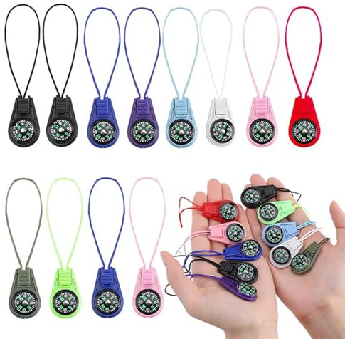 Doukesh Multi-Farbe Mini Überleben Kompass - Outdoor Kompass für Kinder mit Anhänger und Tasche