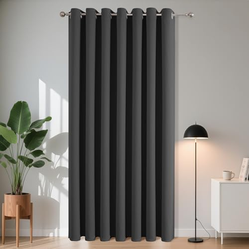 Joydeco Verdunklungsvorhänge 1 Stück, Türvorhang Blickdichte Türgardine,Tür Vorhang mit Ösen Thermo Kälteschutz Hitzeschutz Schallschutz für Schlafzimmer Wohnzimmer（Dunkelgrau，1xH180xB140）