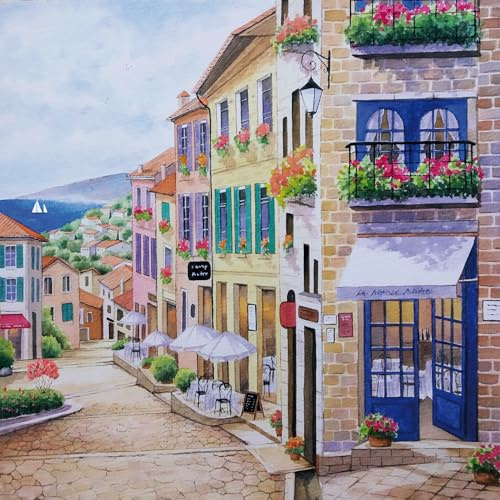 20 Servietten Städte & Länder Bistro in Frankreich als Tischdeko. Papierservietten mit Motiv. Auch für Decoupage und Serviettentechnik 33x33cm