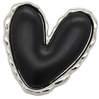 LIBERGA 20 Stück Herzförmige Knöpfe Mit Schaft, Modischer Nähknöpfe Für Damen Kleidung Strickjacken Mäntel Bastelprojekte, Silberne Unterseite, Schwarz, 22mm