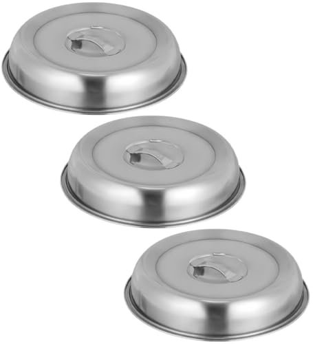 Luxshiny 3pcs Stainless Steel Steak Food Cloche Dome for Melting Cheese Dish for Grilling Kitchen Restaurant Use