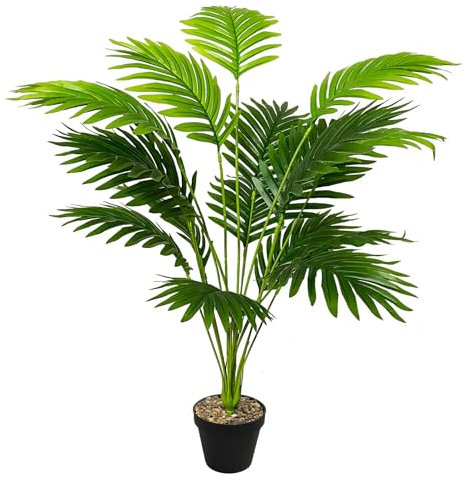Zelihrdu Grande Plantas Artificiales Decorativas Tropic Árbol Artificial para Interior Exterior Hogar Baño Oficina Jardín Boda Realista Planta Falsa Decoración Leaves (80cm Palma Verde)