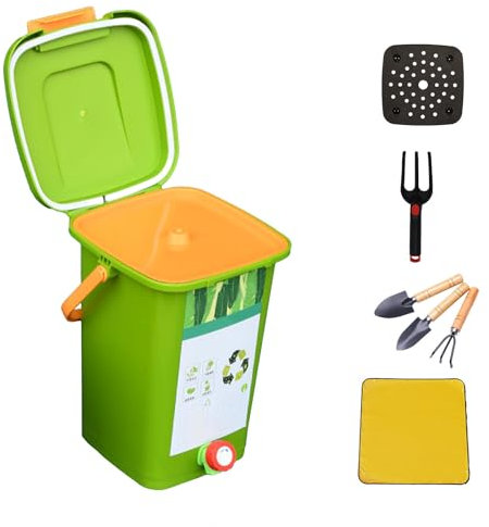 avec Robinet pour Collecter Le Liquide De Compost Composteur Cuisine 2/2,6/4/5 Gallons économisez De l'espace Et Facile à Transporter Composteur De Cuisine,Style3(15L)-1Set