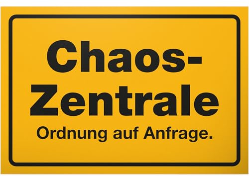 DankeDir! Chaos Zentrale - Schild Kunststoff 30 x 20 cm - Spruchschild Geburtstagsgeschenk Türschild lustiger Spruch - Geschenk Party Partydeko Deko Büro Geschenkidee Kollegen Freunde