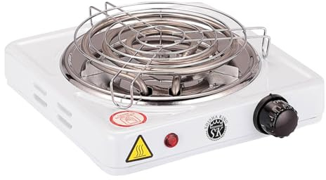 Elektrischer Kohleanzünder für Shisha Kohle mit Gitter | 1000 Watt | Premium Kohleofen Naturkohle (weiß)