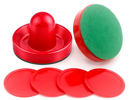 HoFire Air Hockey Set - 2 Pushers & 4 Pucks (Red, S)