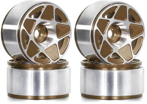 Kznifmk 4 Llantas de Rueda de Cubo de Rueda Beadlock de Metal de 1,0 Pulgadas para 1/18 1/24 Coche Trepador de Control Remoto TRX4M Piezas de Mejora Accesorios Marrón