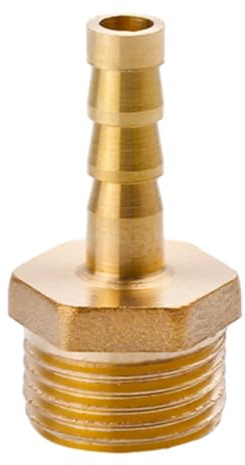 MOUMOUTEN Brass 3/8 Hose Barb Fitting, Male Thread Metals Splicer Mender Barb Splicer Mender Joiner Hose Fitting Adapter Connector for Air Water Oil(6MM)