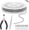 32 Feet Ball Chain Stainless Steel 2.4mm Diameter Silver Beads Roller Chain with 20 Matching Connectors Small Pliers Tweezers for DIY Jewellery Making Dog Tags Keychain, Crafts