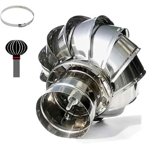 IMUNKT 110mm Comignolo Girevole in Acciaio Inox per Ventilazione, Cuscinetto Zincato Cappello Eolico, Cappa Rotante per Canna Fumaria, Facile da Installare(100mm/3.9in)