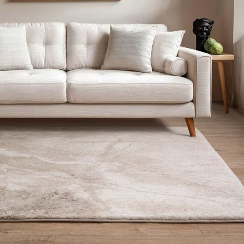 Lord of Rugs Nebula Abstract Rug for Living Room, Bedroom, Dining Office Carpet, Modern Natural High-Low Pile Soft Plush Textured Area Rug Haze Biege, Medium 120 x 170 cm (4'x5'6)