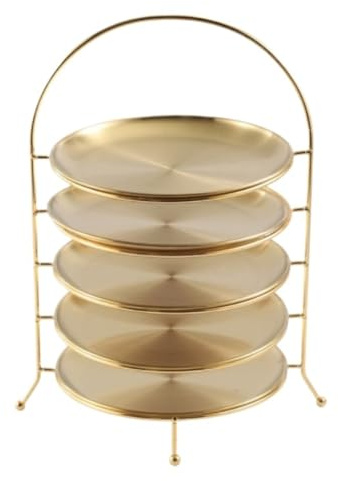 JYARZ Alzatina per Dolci Festa Alzata for Cupcake, Alzata for Dessert, Vassoi da Portata A 5 Livelli Alzata per Torta Cupcake(Gold)