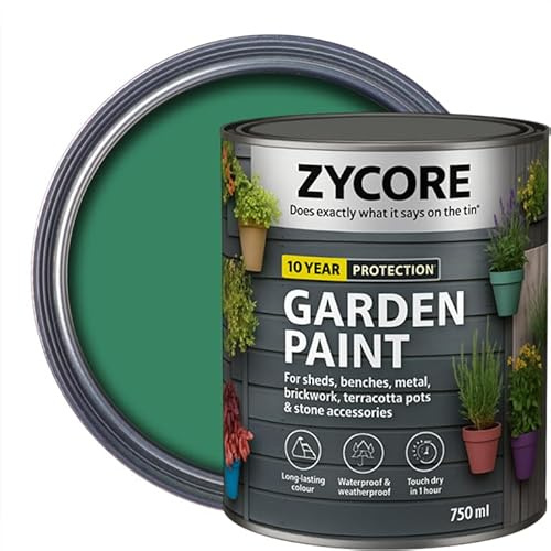 ZYCORE Garden Paint 750ml – Garden Shed & Furniture Paints – All-Weather Long-Lasting Protection Outdoor Exterior Wood Paint, Quick Drying Dye for Wood and Metal (Rainforest Green, 750 ml)