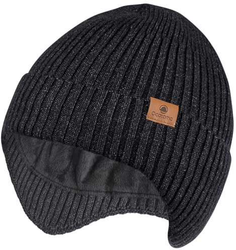 Ocatoma Wintermütze,Mütze mit Ohrklappen für Herren Damen,Fleece Futter | Warmem Weich Stretchy Strickmütze Außenbereich Beanie Geschenke für Männer Frauen