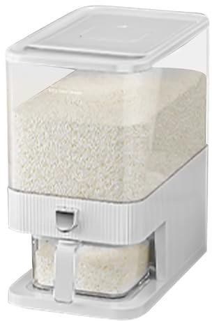 Dispensador de arroz - 16.8x29.2x41.8cm, dispensador de cereales PP, diseño versátil | Cubo de arroz a prueba de humedad sellado con capacidad transparente, recipiente de grano para cocina, despensa,