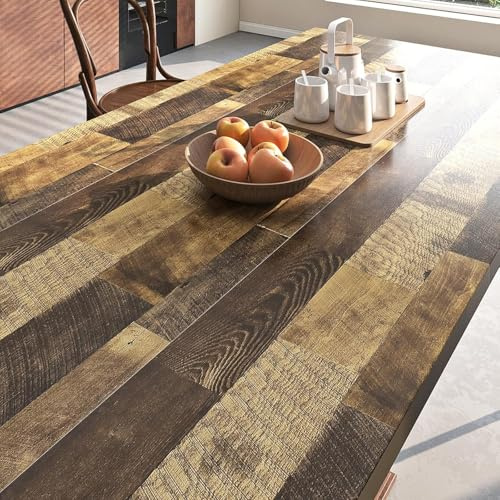 FunStick 40CMx6M Papier Peint Bois Cuisine Vinyle Adhesif Meuble Plan de Travail Table Papier Adhesif pour Meuble Bois Effet Panneau Tasseau Rouleau Adhésif Decoratif Cuisine Autocollant Marron Foncé
