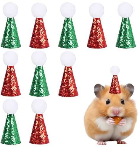 AWSOLAR 10 Stück Weihnachten Mini Partyhüte, Süßer Partyhüte, Weihnachten Haustier Dekoration für Hunde, Katzen, Kaninchen