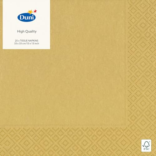 Thali Outlet - 120pk Gold Paper Napkins 3 Ply 33cm 4 Fold Tissue Serviettes (6 x 20packs)