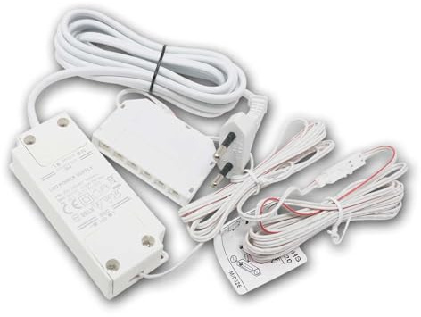 LED Transformator 12V DC 7W mit 6x Mini-AMP Buchse | Netzteil mit Euro-Stecker | Trafo für LED Möbel-, Schrank- & Unterbauleuchten | Plug & Play, IP20, 230V AC Eingang