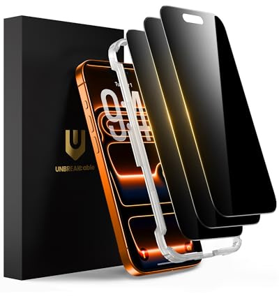 UNBREAKcable Panzer Sichtschutz Glas Kompatibel für iPhone 17 Pro Max (6,9 Zoll) Blickschutzfolie Privacy Screen mit Anti Spy, Kratzfest, Anti-Fingerprint und blasenfrei - 3 Stück