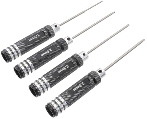 DOITOOL Set 4 Cacciaviti a Brugola in Acciaio ad Alta Velocità Nero Cacciavite Esagonale Professionale per Modellismo Aeromodelli Rc Utensili Manuali Impugnatura Ergonomica
