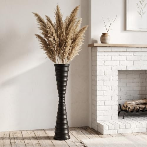 Sziqiqi Metal Jarrones Altos de Suelo 66cm: Jarrón Grandes Negro Moderno | Lastrado, Grueso, Antideslizante, Moderno, Esbelto, Apto para Niños/Mascotas, para Perezosos, Interior, Salón