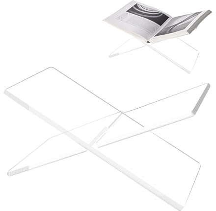 Acrylic Book Stand, Open Bookstand 31x15x5cm Cross Frame Acrylic Open Display Stand for Books Magazines Textbooks Recipe Holder Picture Display