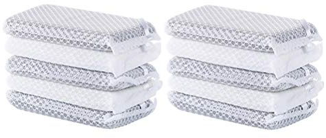 10pcs White Reusable Kitchen Dishwashing Sponge Scouring Pads | Easy to Wring, Strongly Water Absorbing, Sponge Material for Household Cleaning