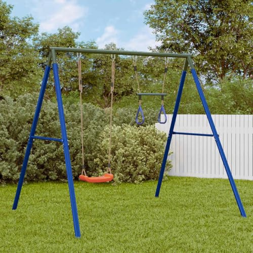 Schaukel-Set mit Schaukelsitz, Trapezstange, lackiertem Stahlgestell, robustes Metall, 206x185x185 cm, für Kinder 3-10 Jahre, Outdoor Gartenspielgerät, fördert Gleichgewicht und Koordination
