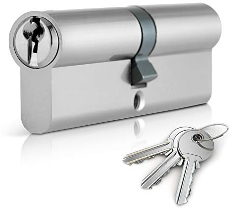 XFORT Chrome 45/45 Euro Cylinder Lock (90mm), UPVC Door Lock, 6 Pin Cylinder Lock with 3 Keys, PVC Door Lock, Euro Lock Cylinder, Barrel Lock for Front Door or Internal Door